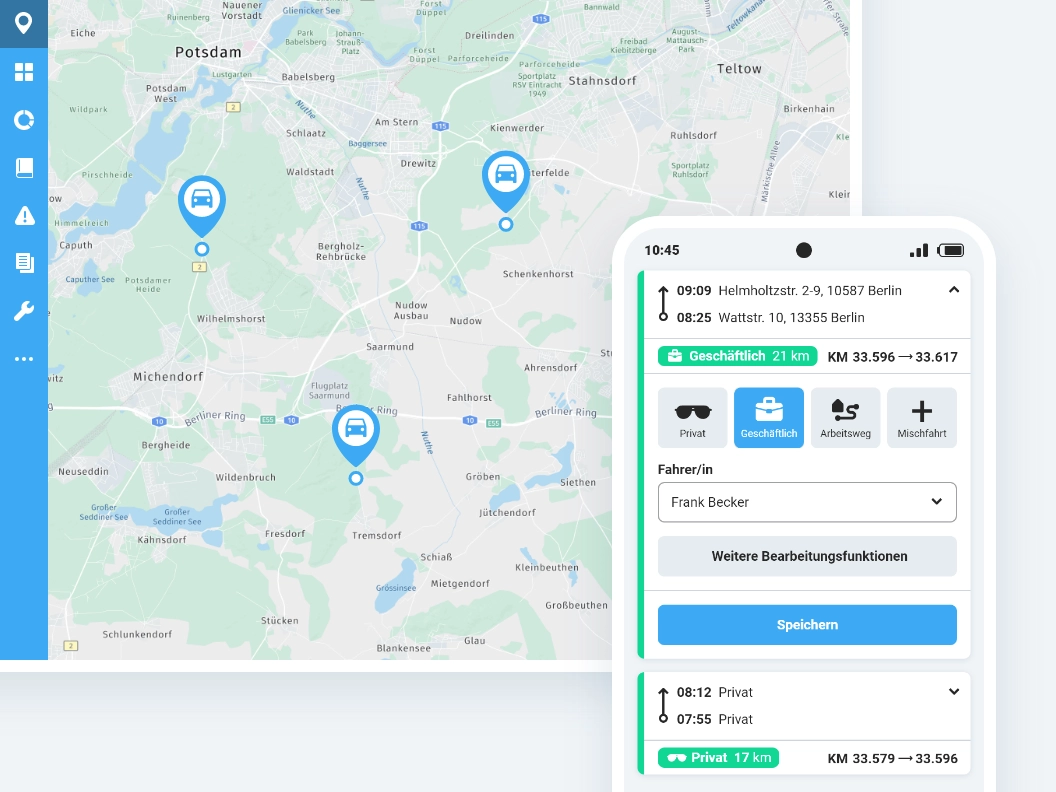 autoaid Fahrtenbuch App auf Smartphone und Desktop