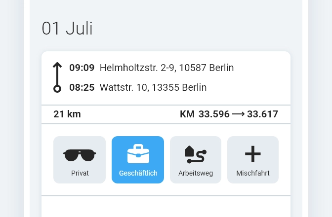 Fahrten kategorisieren