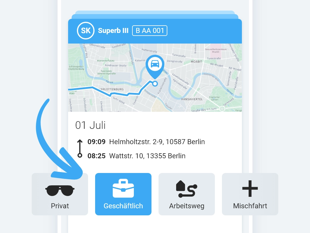 Fahrten mit einem Klick kategorisieren